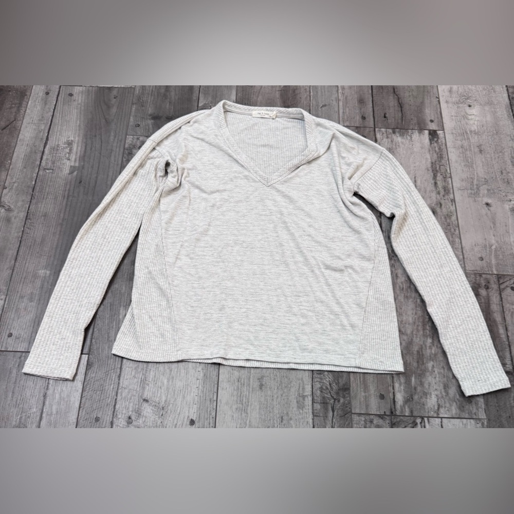 Rag & Bone Womens Textured Gray Long Sleeve V Neck Knit Oversized Shirt Xs